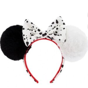 Disney Dalmatian Spot Minnie Ears Headband - Black, White, Red